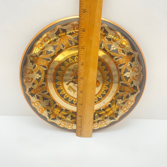 Vintage Egyptian Etched Pharoah Copper Plate Metal Wall Hanging Made in Egypt - Picture 4 of 5